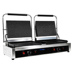 Commercial Double Contact Grill / Panini Press Ribbed Plates 2x 345x235mm 4.4kW - NEXORA112