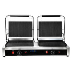 Commercial Double Contact Grill / Panini Press Ribbed Plates 2x 345x235mm 4.4kW - NEXORA112
