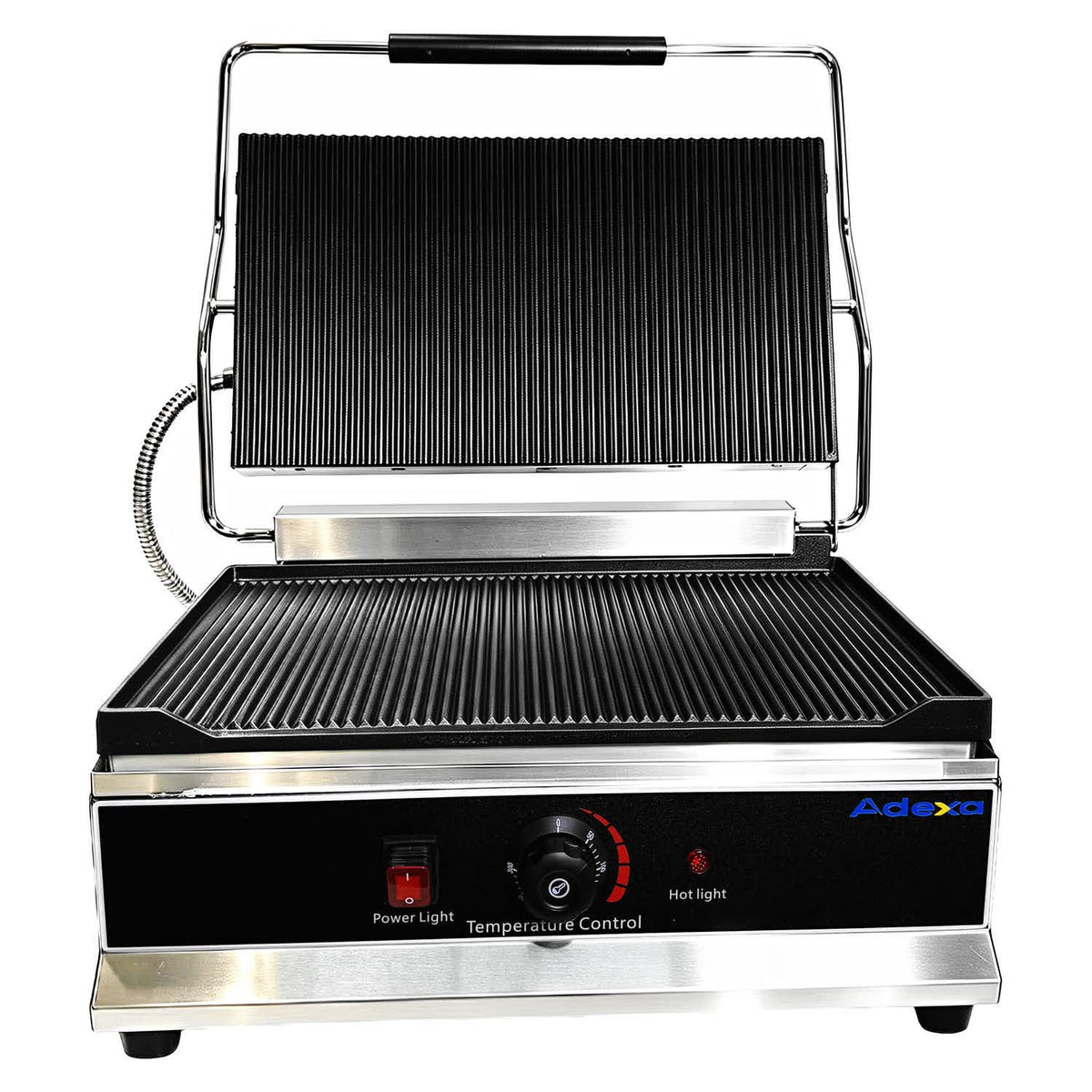 Commercial Electric Contact Grill / Panini Press Oversized Ribbed Plates 500x320mm 3kW - NEXORA120