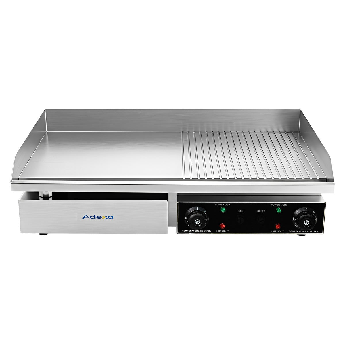 Commercial Electric Griddle 2/3 Flat & 1/3 Ribbed Dual Zone 728x393mm 6kW - NEXORA126