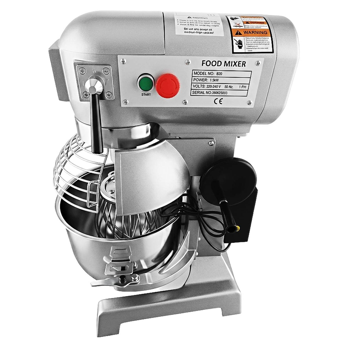 Commercial 20L Planetary Food Mixer 3 Speed 1.5kW - NEXORA128