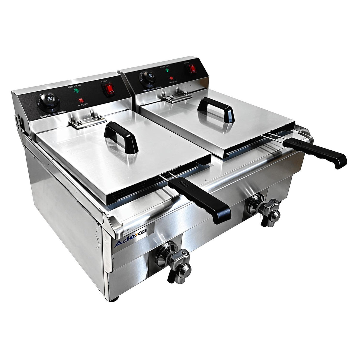 Commercial 2x 13L Electric Deep Fryer Double Tank with Drain Taps 6kW - NEXORA134