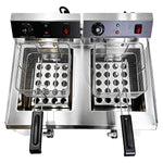 Commercial 2x 13L Electric Deep Fryer Double Tank with Drain Taps 6kW - NEXORA134