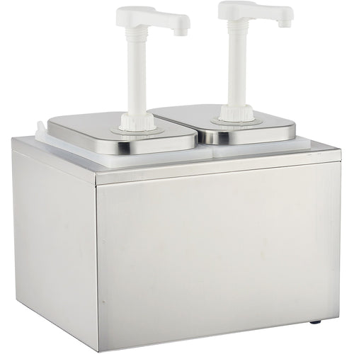 Commercial Condiment/Sauce Pump Dispenser 2x2 litre Stainless steel - NHP002