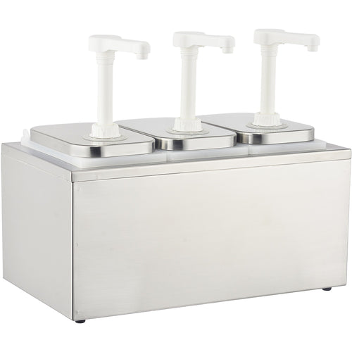 Commercial Condiment/Sauce Pump Dispenser 3x2 litre Stainless steel - NHP003