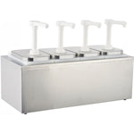 Commercial Condiment/Sauce Pump Dispenser 4x2 litre Stainless steel - NHP004