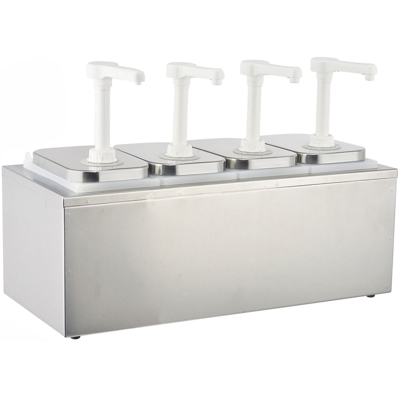 Commercial Condiment/Sauce Pump Dispenser 4x2 litre Stainless steel - NHP004