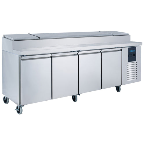 608 Ltr 4 Door Stainless Steel Refrigerated Sandwich Prep Counter With 12×1/3 GN Pans - NORCOLD890