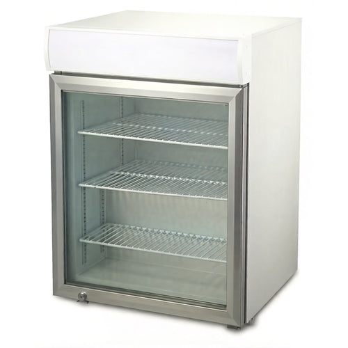 Commercial Countertop Display Freezer with Canopy 98L Single Glass Door White 610x577x846mm - NORD608