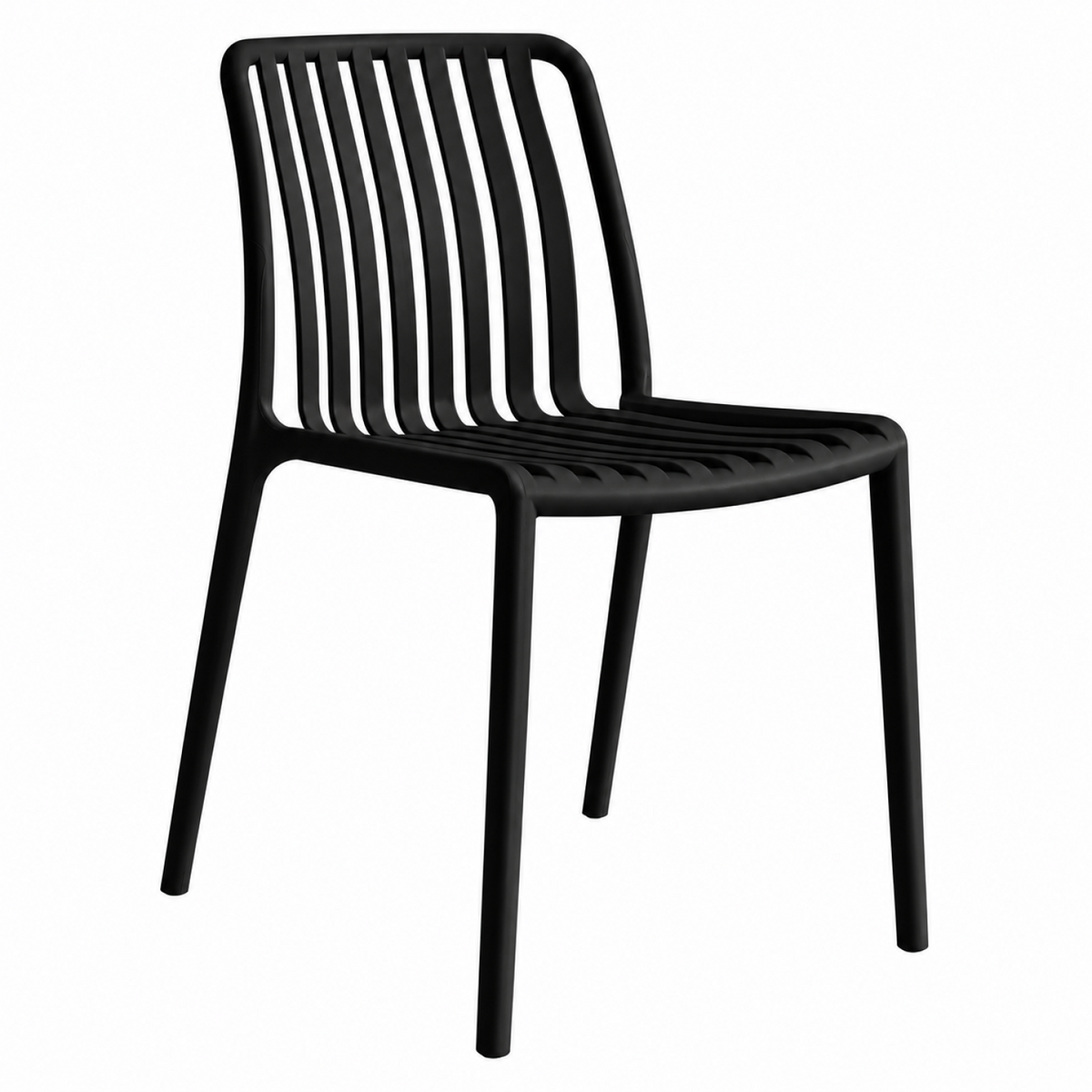 Bistro Dining Chair Slatted Seat and Backrest Polypropylene Indoors & Outdoors 440x450x800mm Black - P194BLACK
