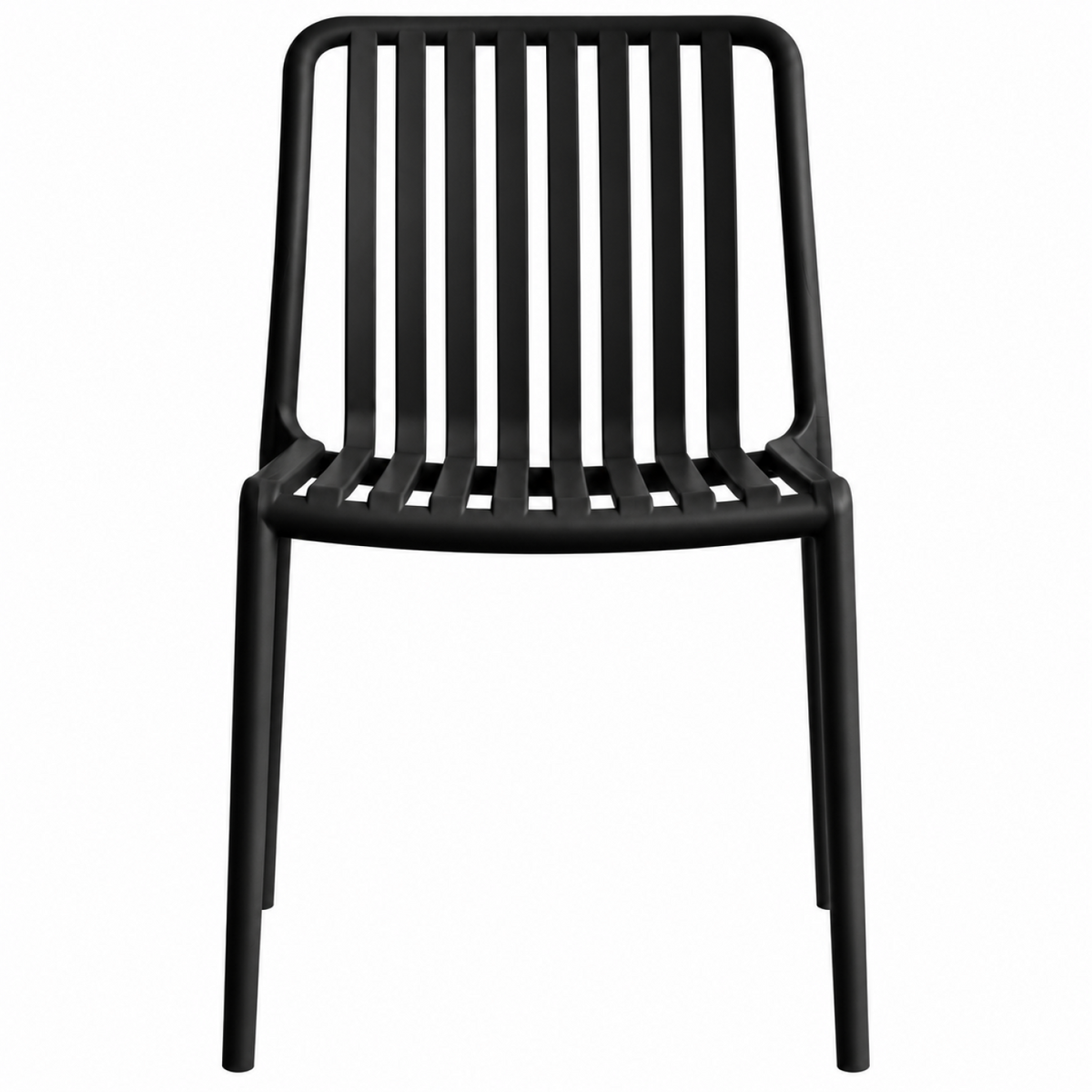 Bistro Dining Chair Slatted Seat and Backrest Polypropylene Indoors & Outdoors 440x450x800mm Black - P194BLACK