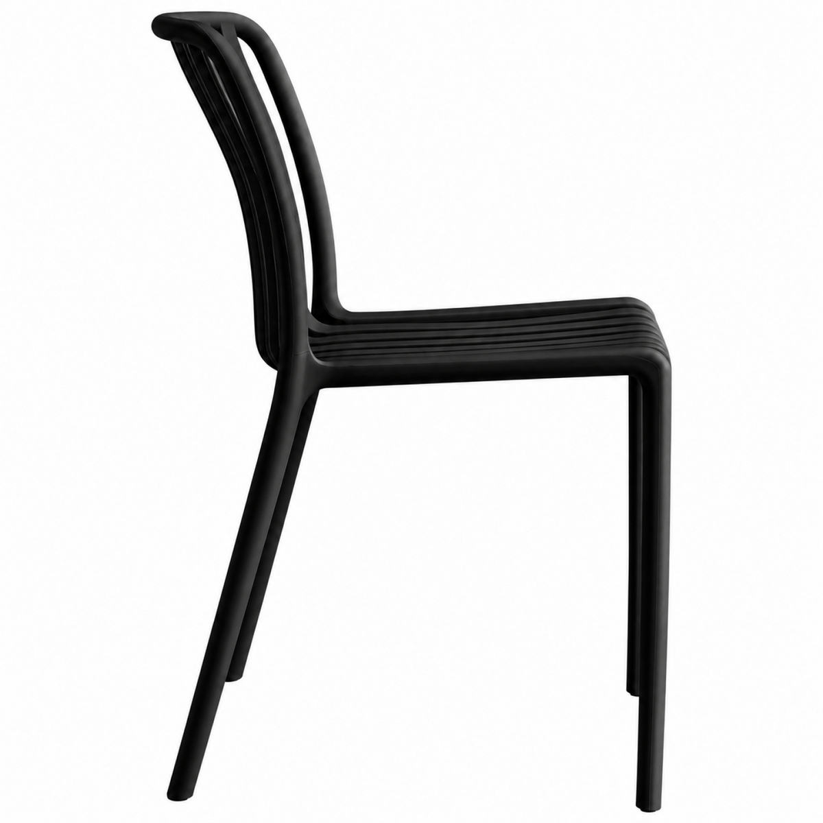 Bistro Dining Chair Slatted Seat and Backrest Polypropylene Indoors & Outdoors 440x450x800mm Black - P194BLACK