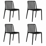 Bistro Dining Chair Slatted Seat and Backrest Polypropylene Indoors & Outdoors 440x450x800mm Black - P194BLACK