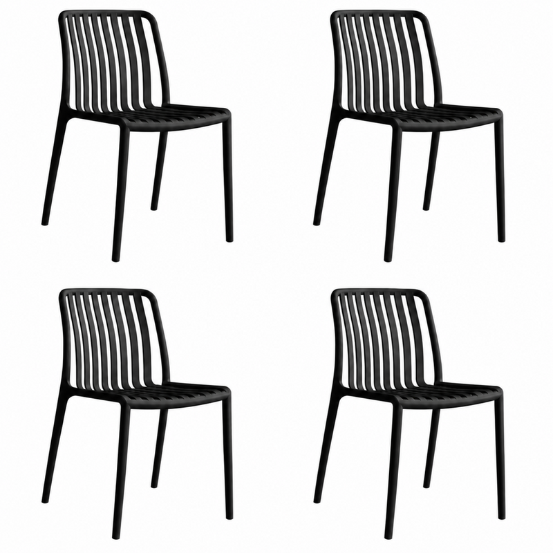 Bistro Dining Chair Slatted Seat and Backrest Polypropylene Indoors & Outdoors 440x450x800mm Black - P194BLACK
