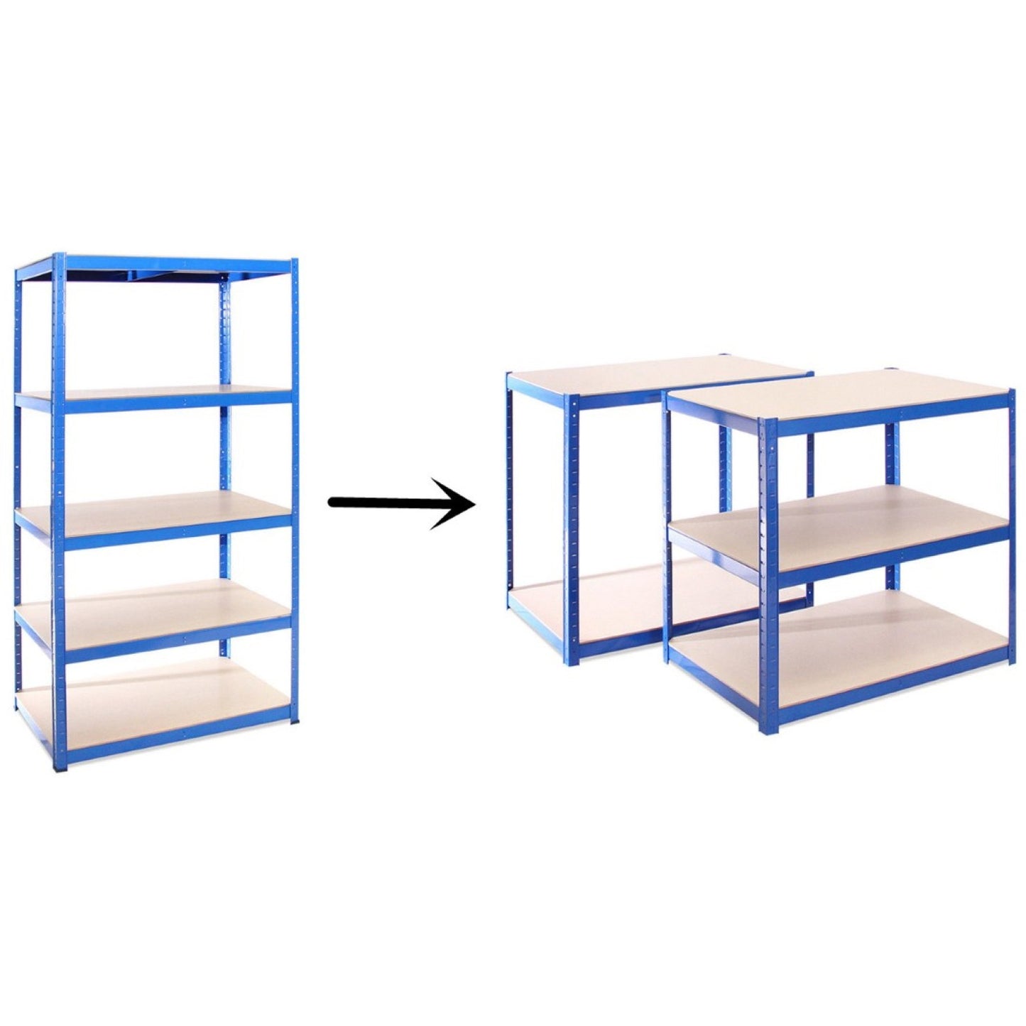 Industrial Shelving Unit Medium duty 900x400x1800mm 5 shelves 175 kg/shelf Powder coated steel - P9040