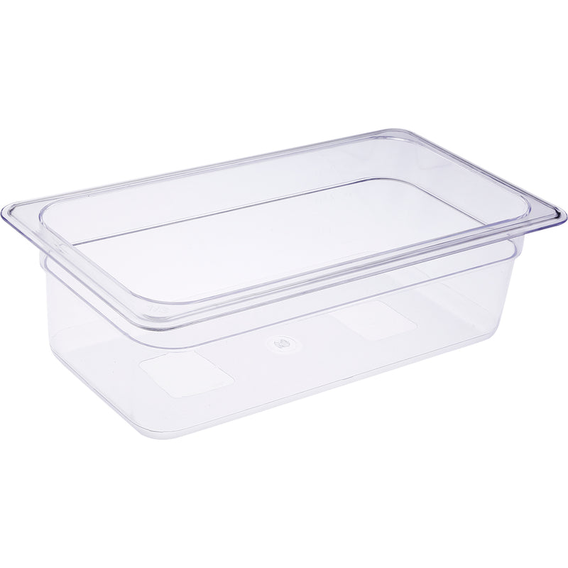 Heavy duty Polycarbonate Gastronorm Pan GN1/3 Depth 100mm Clear 3 litres - PCPAN13100