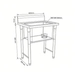 Commercial Stainless Steel Pet Grooming Bath Tub 800×600×1050(900+150)mm with Drainer Set - PDBS60080