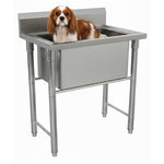 Commercial Stainless Steel Pet Grooming Bath Tub 800×600×1050(900+150)mm with Drainer Set - PDBS60080