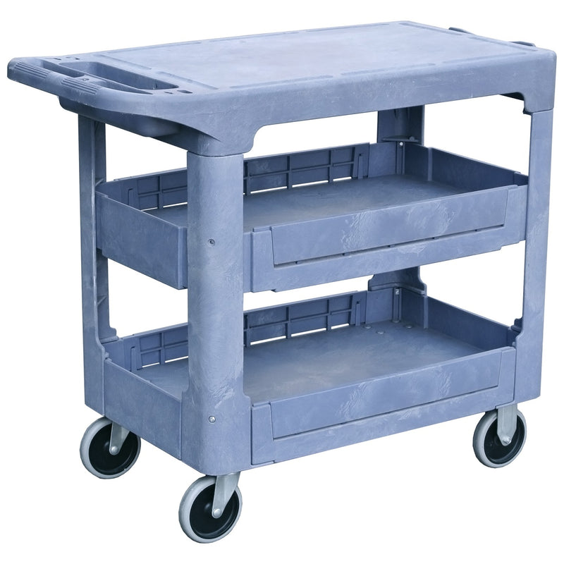 Commercial 3 Tier Plastic Service Cart with Castors - PFC77483A