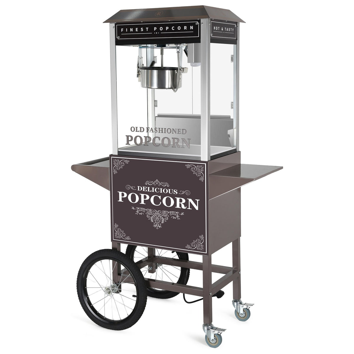 Commercial Popcorn Machine Trolley with Storage Cabinet, Large Wheels & Brakes 940 x 450 x 780mm - POPCORN104B