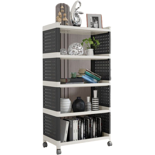 Mobile Plastic Shelving Unit 5 tier Black & Grey 490x290x970mm - PP5
