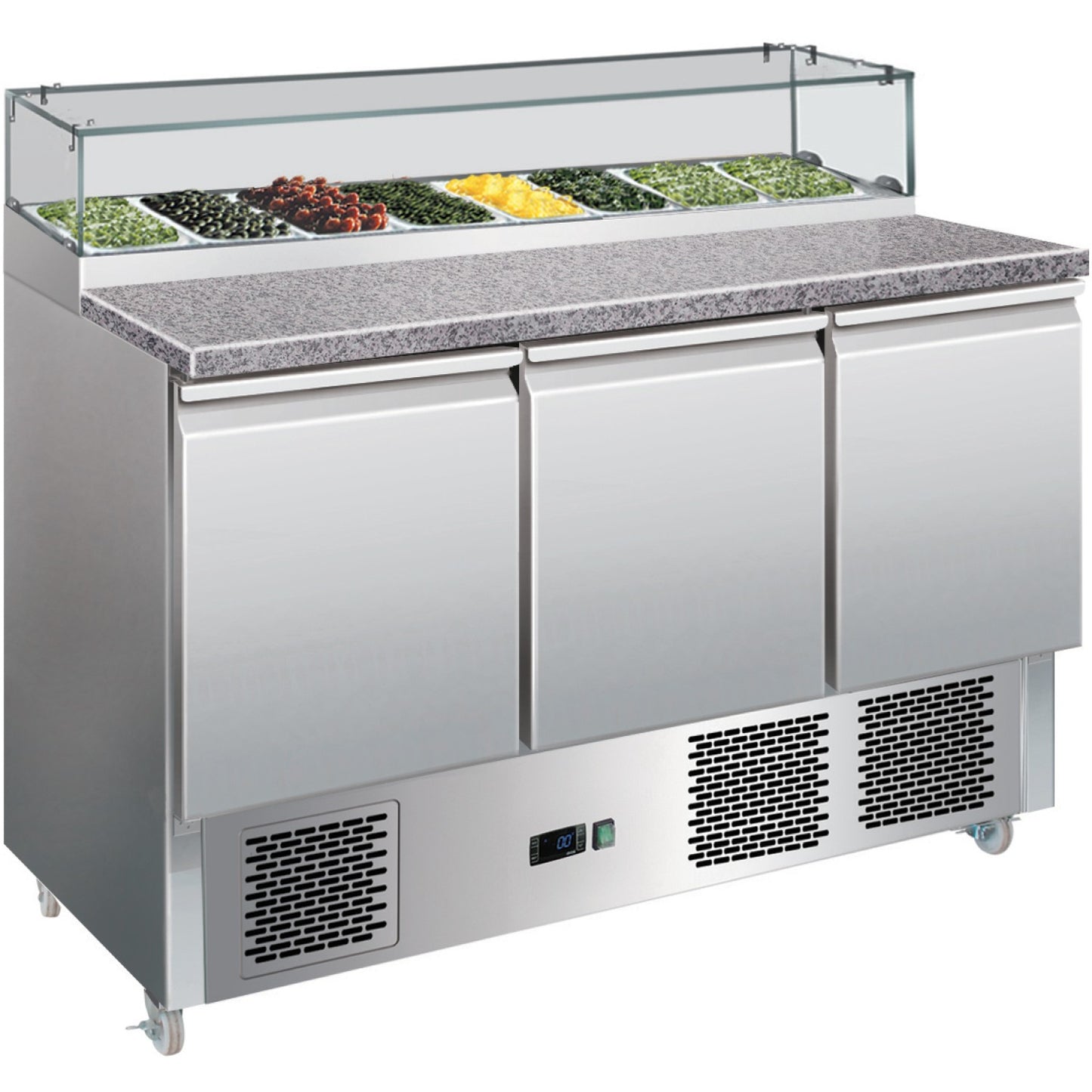 Prep Counter Fridge Glass top Marble countertop 8xGN1/6 - PS300G