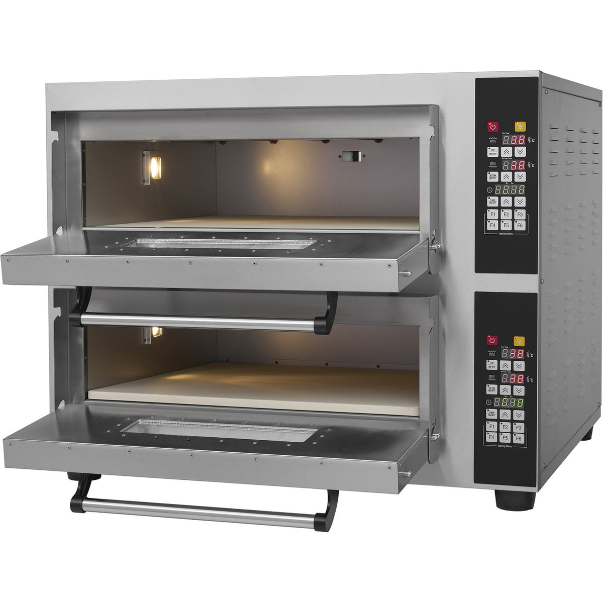 Commercial Pizza oven Electric 2 chambers 610x610mm 450°C Digital controls 8.4kW 380V - PS662E