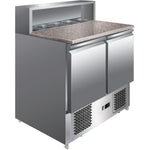 Pizza Prep Table 2 doors Stainless steel Pizza top 5xGN1/6 Depth 700mm - THPS900