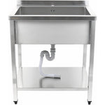Commercial Pot Wash Sink Stainless steel 1 bowl Splashback Bottom shelf 1000x700x900mm Square legs - PSA10070U