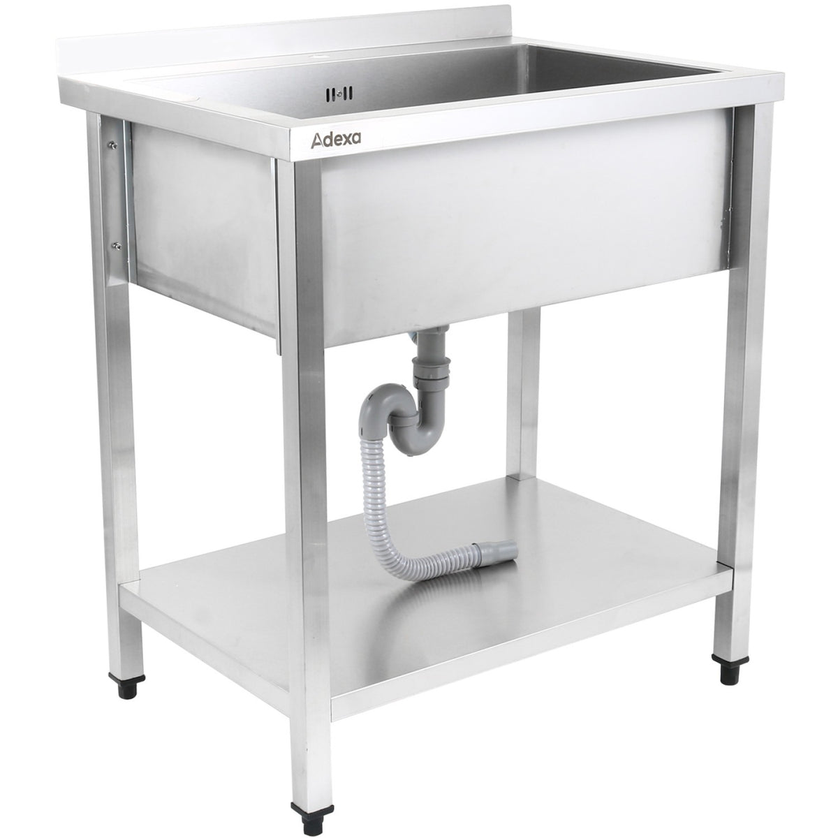 Commercial Pot Wash Sink Stainless steel 1 bowl Splashback Bottom shelf 1200x700x900mm Square legs - PSA12070U