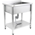 Commercial Pot Wash Sink Stainless steel 1 bowl Splashback Bottom shelf 1200x700x900mm Square legs - PSA12070U