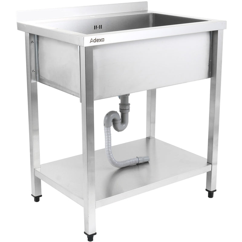 Commercial Pot Wash Sink Stainless steel 1 bowl Splashback Bottom shelf 1200x700x900mm Square legs - PSA12070U