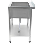 Commercial Pot Wash Sink Stainless steel 1 bowl Splashback Bottom shelf 2000x600x900mm Square legs - PSA20060U