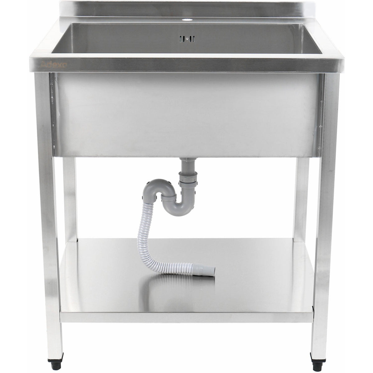 Commercial Pot Wash Sink Stainless steel 1 bowl Splashback Bottom shelf 800x600x900mm Square legs - PSA8060U