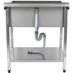 Commercial Pot Wash Sink Stainless steel 1 bowl Splashback Bottom shelf 800x600x900mm Square legs - PSA8060U