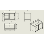 Commercial Pot Wash Sink Stainless steel 1 bowl Splashback 2 Doors 1200mm Depth 700mm - PSD120702D