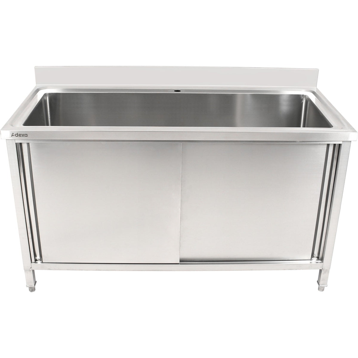 Commercial Pot Wash Sink Stainless steel 1 bowl Splashback 2 Doors 1500mm Depth 700mm - PSD150702D