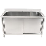 Commercial Pot Wash Sink Stainless steel 1 bowl Splashback 2 Doors 1500mm Depth 700mm - PSD150702D