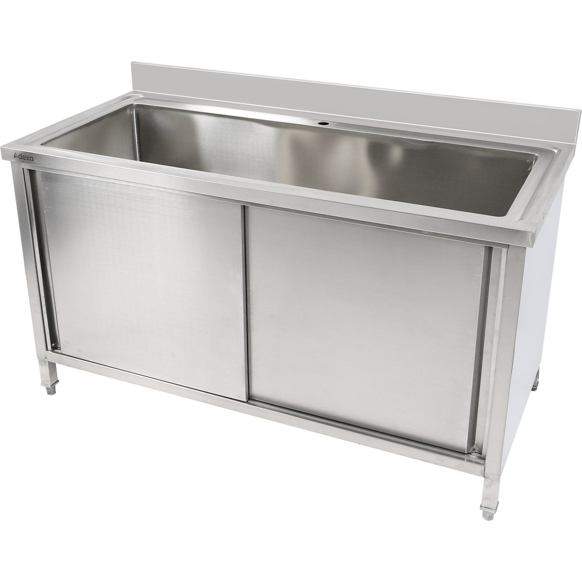 Commercial Pot Wash Sink Stainless steel 1 bowl Splashback 2 Doors 1500mm Depth 700mm - PSD150702D