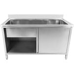 Commercial Pot Wash Sink Stainless steel 1 bowl Splashback 2 Doors 1200mm Depth 700mm - PSD120702D