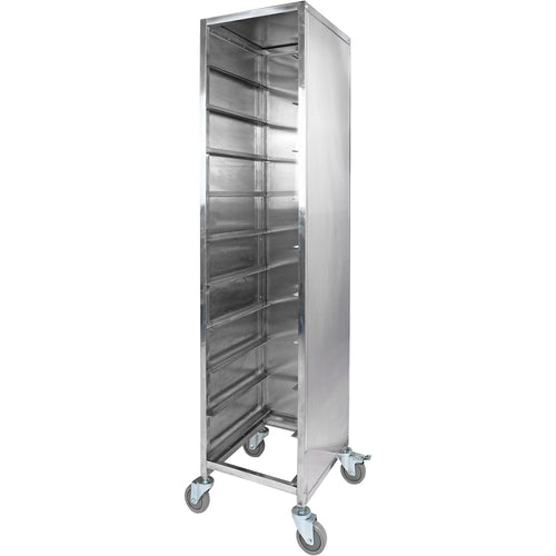 10 tier Rack/Tray/Pan Trolley for width 222–354mm Covered sides Stainless Steel - PT10P