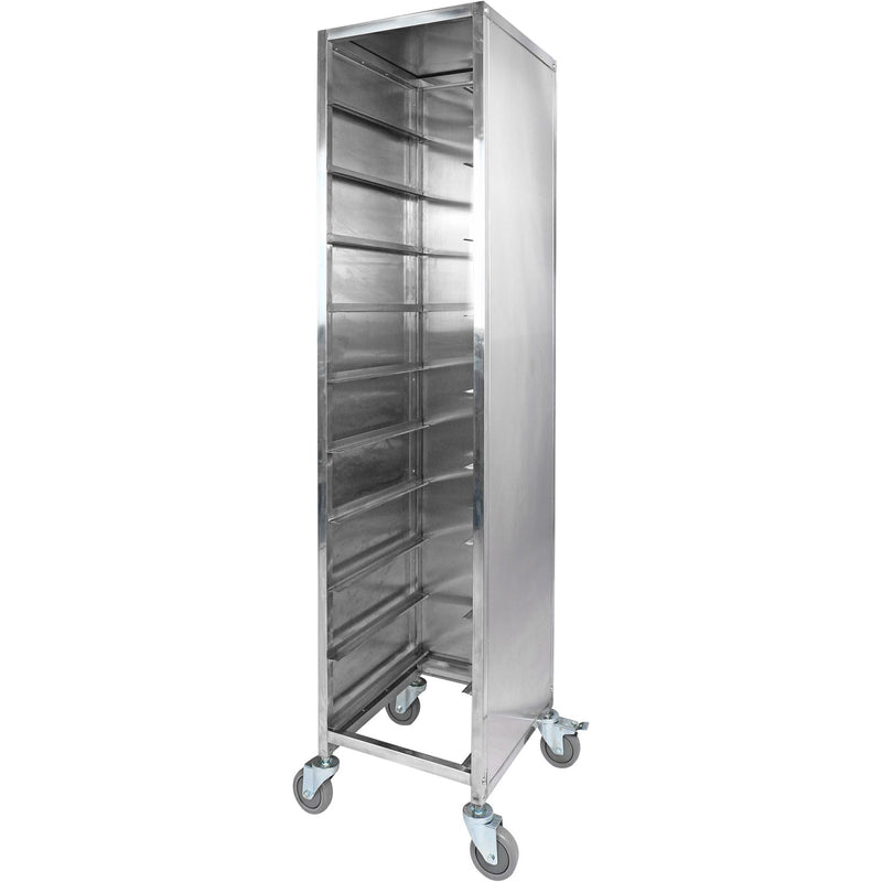 10 tier Rack/Tray/Pan Trolley for width 222–354mm Covered sides Stainless Steel - PT10P
