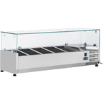 Refrigerated Servery Prep Top 1200mm 5×GN1/4 with Glass Top Stainless Steel 1200x335x435mm| THV1200/380 - THV1200/380