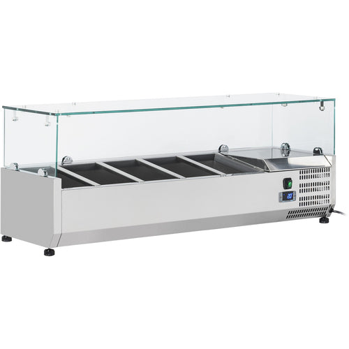 Refrigerated Servery Prep Top 1200mm 4xGN1/3 Depth 380mm Glass Top | VRX1200/380 - VRX1200/380