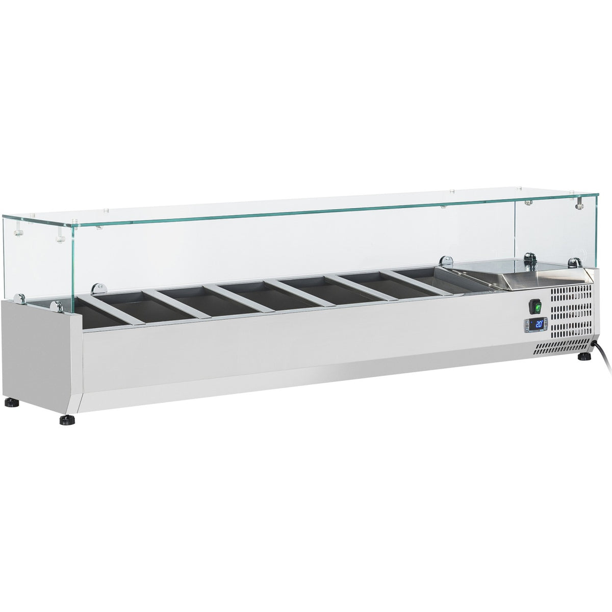 Refrigerated Servery Prep Top 7xGN1/4 1600x335x435mm Glass Top | THV1600/330 - THV1600/330