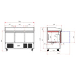 Pizza Counter 3 Doors Refrigerated Counter Depth 700mm - PZ14