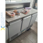 Pizza Prep Table 3 doors Stainless steel Pizza top 8xGN1/6 Depth 700mm - PZ33