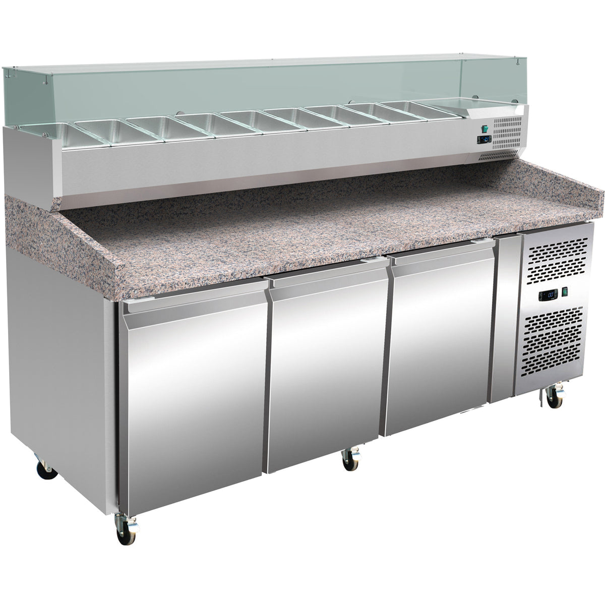 Pizza Counter 3 doors Granite top Depth 800mm | THPZ3600TN+THV2000 - THPZ3600TN-THV2000/330