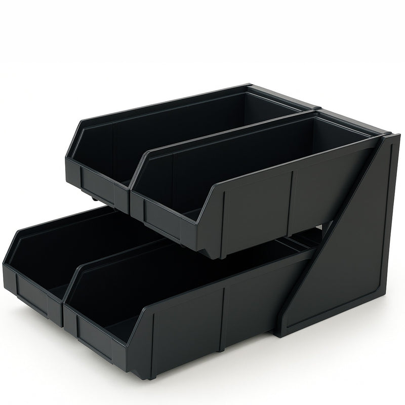 2 Tier Black Polypropylene Storage Organizer 284x430x240mm - QHW350