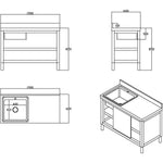 Commercial Stainless Steel Sink with Cupboard & Splashback 1 Bowl Left Side 1500x600x850mm - QNH1006